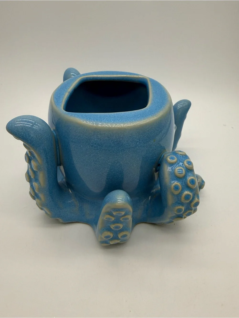 Bath & Body Works Blue Ceramic Octopus Foaming Hand Soap Dispenser Holder EUC